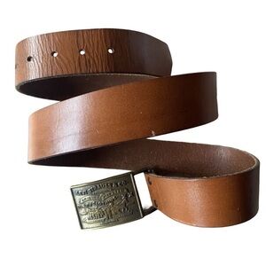 Levi’s Brown Leather Belt with Brass Buckle Original Riveted “Two Horse” Design